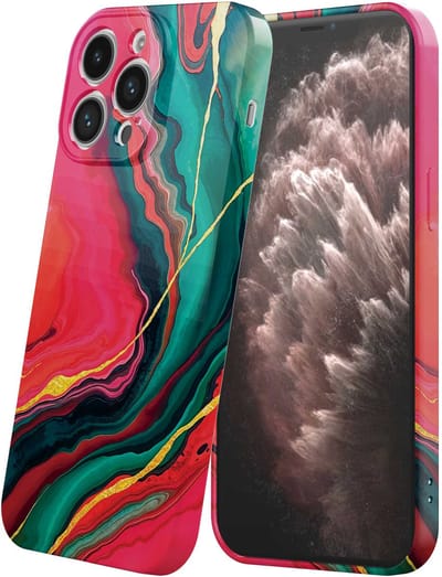 Smartphonica Telefoonhoesje Geschikt voor iPhone 11 Pro Max met Rood Groen Marmer Opdruk - Flexibel Softcase TPU - Backcover Case Red Green Marble Design geschikt voor iPhone 11 Pro Max