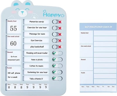 Famanu - Klusjesgrafiek kinderen blauw – Herbruikbaar planner bord – Dagelijkse taakplanning en gedrag
