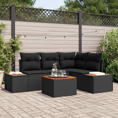 vidaXL - Tuinbank - Set - 4 - st - 4-Aantal - zitplaatsen - Zwart - Polyrattan