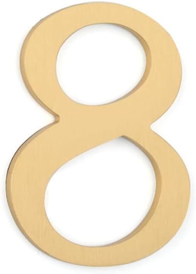 Huisnummer 8 - Deurplaat Nummer - Adres Aangeven - Zelfklevend Messing - 2 Inch Hoog - Goudkleurig