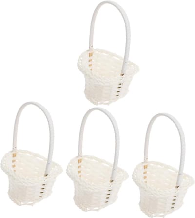 Bloemenmanden - Opbergmandjes - Bloemarrangementen Maken - Handgeweven Stijl - 15x9x8CM - Wit
