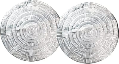 Krist+ Placemat - Set van 2x stuks - metallic zilver - rond - D38 cm - kunststof - Voor o.a. Kerstmis/Bruiloft/Feest