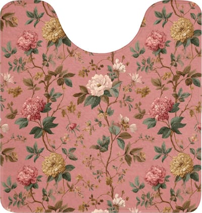 WC mat met uitsparing 55x60 cm - Antislip - Klassiek - Botanisch - Roze - Toiletmat met uitsnijding - Vloermat - Douchemat - Toilet tapijt - Toiletmatten
