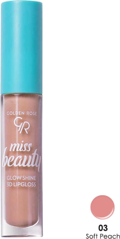 Golden Rose MISS BEAUTY GLOW SHINE 3D LIPGLOSS NO:03 SOFT PEACH niet plakkerig fijne structuur