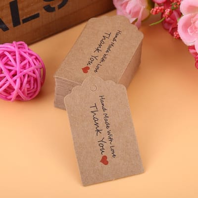 100 stuks Bruin Handgemaakt Hanglabel Huwelijksbedankje Cadeau Dessertlabels Kleding Sieraden Prijskaartje #3