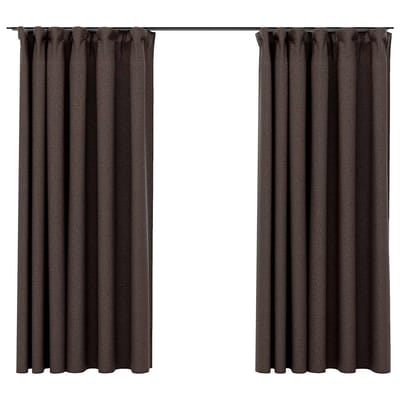 vidaXL - Gordijnen - linnen-look - verduisterend - haken - 2 - st - 140x175 - cm - taupe