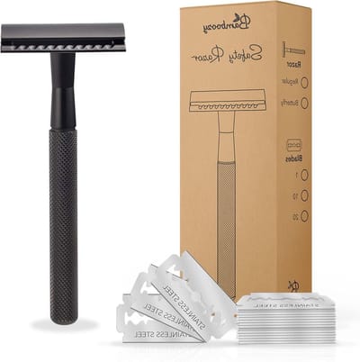 RVS Safety Razor + 20 scheermesjes Mat Zwart - Duurzaam Scheren voor mannen en vrouwen