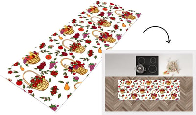 Keukenloper - Loper keuken - Mand - Fruit - Patronen - 150x50 cm - Keukenloper vinyl
