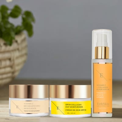 VITAMINE C + COLLAGEN ELIXIR SERUM 60ML + Vitamine C Bio Brightening Moisturiser 50ml +SPF 50 Collageen Dagcrème 50ml