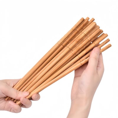 30 paar - Bamboe eetstokjes - Handige eetstokjes voor thuisgebruik, ongeverfd, wasvrij, gecarboniseerd - Vaasvormige bamboe eetstokjes / 6,5 cm met verbindingsstukken - 24 cm - Afbeeldingskleur
