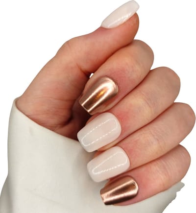 SD Press on Nails - B-258 Plaknagels - Nagelset 20 Nagels - Nude Rose Gold - Gellak - Nagellak - XS Coffin Nageltips - Nepnagels met Lijm - Kunstnagels - Nail Art - Handmade - Valse nagels - Nagelvijl - Accessoires - Pastel Nagels