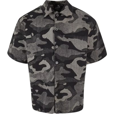 Urban Classics Laser Camo Printed Boxy Shirt Shirt met korte mouwen black camo L