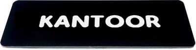Deurbordje met Tekst kantoor - Zwart/wit met ronde letter - Formaat 150mm x 50mm x 1,6mm - zelfklevend