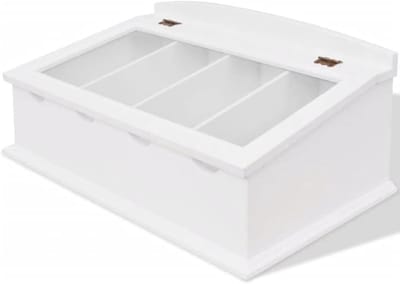 Besteklade Barok Stijl - Sieradenkist - Organiseren Keukengerei - Met Glazen Deksel - 51 x 33 x 27 cm - Wit
