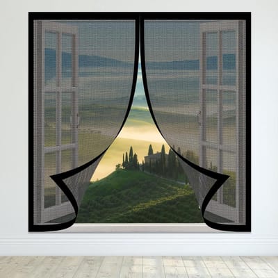 Magnetisch Hor - Vliegenscherm Raam - Insecten Buiten Houden - Dubbelzijdig Decoratief - 135x135 cm - Zwart