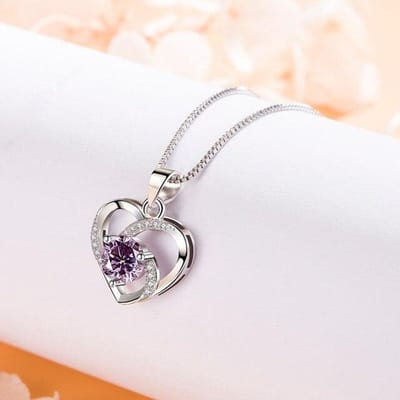 Nieuwe 925 Sterling Zilveren Dames Kettingen Mode Hartvormige Hanger Hoge Kwaliteit Zirkonia Sleutelbeenketting Sieraden Lengte 45CM white