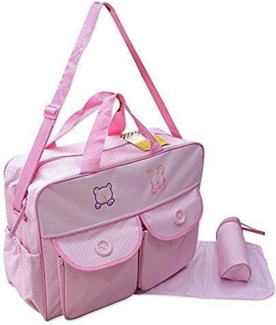Luiertas pop - Verzorginstas pop - Pop verzcorgingsset - Luiertas speelgoed - ‎50 x 37 x 20 cm - Roze