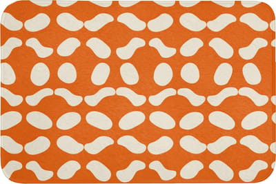Badmat 90x60 cm - Antislip - Oranje - Organische vormen - Wit - Badmatten voor badkamer - Badkamermat - Douchemat - Badkamer mat