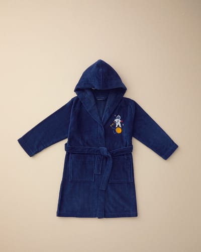 English Home - Kinderbadjas - 100% katoen - 6-8 Jaar - Donkerblauw