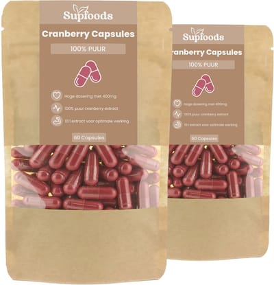 Cranberry Capsules 100% Puur - 120 Capsules - Bron van Antioxidanten - Alternatief voor Cranberry Tabletten en Sap - 400mg per Cranberry Extract Capsule