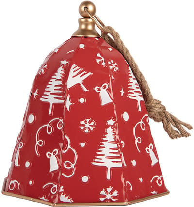 Clayre & Eef Kerstdecoratie Beeld Bel Ø 27x31 cm Rood Metaal