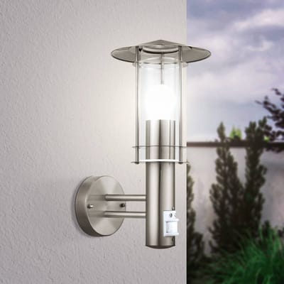 EGLO Lisio - Wandlamp Buiten - Bewegingssensor - 1 Lichts - RVS - Helder