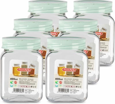 PlasticForte Voorraadpot/bewaarpot - 6x - 400 ml - kunststof - mint groen - B7 x H11 cm