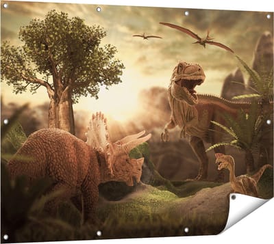 Gards Tuinposter Dinosauri�rs in de Natuur - Dino's - 120x90 cm - Tuindoek - Tuindecoratie - Wanddecoratie buiten - Tuinschilderij