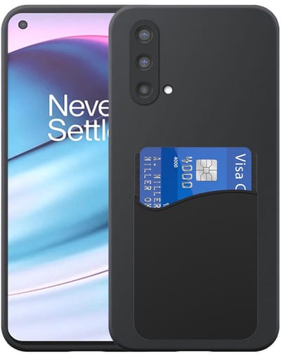 Geschikt voor OnePlus Nord CE Telefoonhoesje met Siliconen Pasjeshouder - Flexible Back Cover Case Siliconen TPU with Silicone Cardslot - Zwart - Smartphonica geschikt voor OnePlus Nord CE