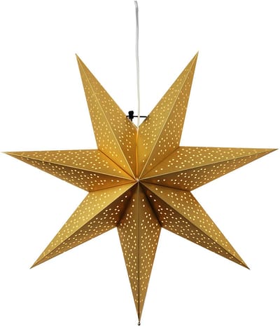 Star Trading Gouden papieren ster 'Dot 54' met gatenpatroon, E14-fitting en stroomkabel, Ø 54 cm