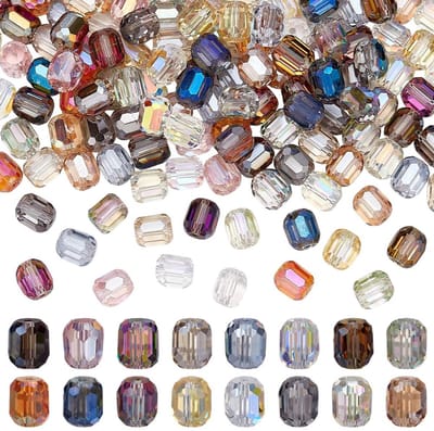 Dailygoods- Facetkralen 128 Stuks - 16 Kleuren - 8 mm Glas - Kralen voor Sieraden - Transparante Opbergdoos - Veelzijdige Toepassingen