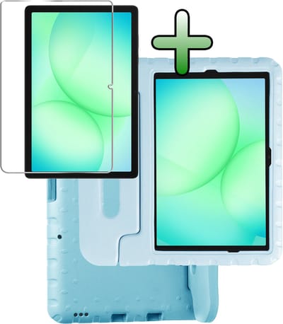 Hoesje Geschikt voor Samsung Galaxy Tab A11 Plus / A9 Plus - Met Screenprotector - Kinderhoes Shockproof Bumper - Kidsproof Case - Tablet Hoes - Kinder Hoes Cover - Sky