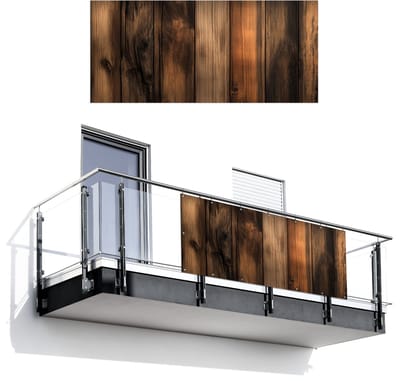 Balkonscherm 200x90 cm - Balkonposter Hout - Rustiek - Donkere Planken - Balkon scherm decoratie - Balkonschermen - Balkondoek zonnescherm