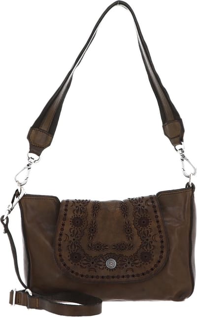 CAMPOMAGGI Leren Schoudertas Shoulder Bag Verde Militare Olijfgroen