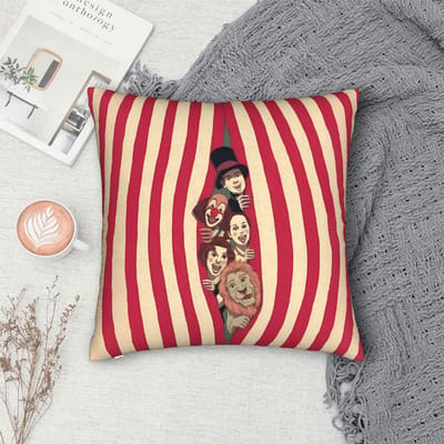 Housse de coussin de cirque vintage Housse de coussin clown rétro lion Rayures rouges Décoration de maison Salon Canapé 40x40cm red