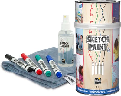 MagPaint SketchPaint Starterspakket - Whiteboarverf Transparant Mat 1L (8m²) - Compleet met Reinigerspray, Markers & Microvezeldoek