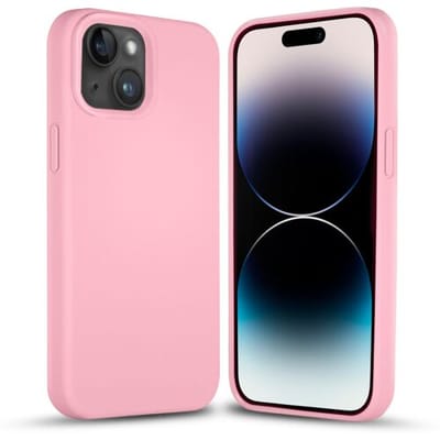 Coverzs Solid silicone case geschikt voor Apple iPhone 14 (roze) - iPhone 14 hoesje roze - iPhone 14 case geschikt voor Apple - Luxe siliconen hoesje met 3-laags bescherming