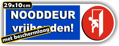 Jerma - Nooddeur vrijhouden - Sticker – 29 x 10 cm – Vinyl - Weerbestendig - Zelfklevend