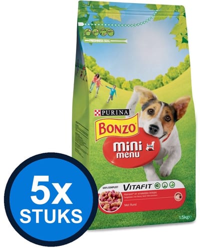5x Bonzo - Mini Menu Rund - Hondenvoer Droogvoer - 1.5 kg