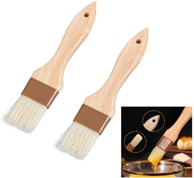 2-stuks Oliekwast met beukenhouten handvat - Oliekwast voor in de keuken en bij het bakken - Barbecuekwast - Boterkwast - Gemakkelijk schoon te maken - Verdeelt olie gelijkmatig - Geschikt voor thuis, barbecue, buiten, restaurant, enz. - Geel