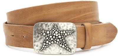 Buckle riem naturel - Dames riem - 4 cm breed - Leer - Jeans riem - Casual - Maat 95