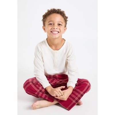 boohoo Dames Kinderen bijpassende familie-check baby fleece langarmig shirt & broek pyjama set | Rood | Maat: 3-4 yrs