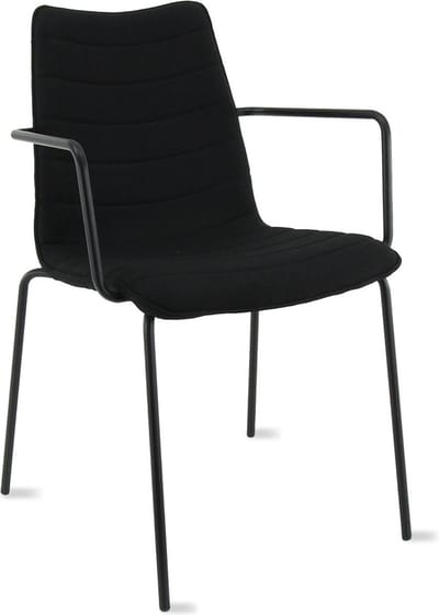 Workliving Verona Eetkamerstoel / Vergaderstoel - Met Armleuningen - stof Mirage zwart - frame zwart