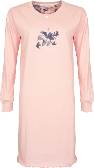 Tenderness Dames Nachthemd - Katoen - Ronde Hals - Roze - Maat S