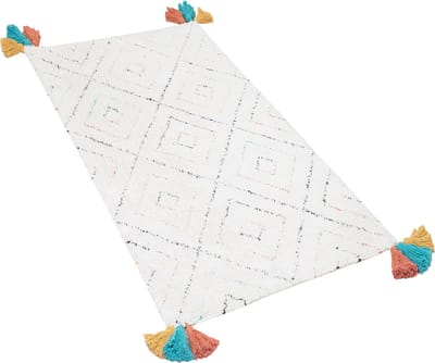 KARTAL - Shaggy vloerkleed - Wit - 80 x 150 cm - Katoen