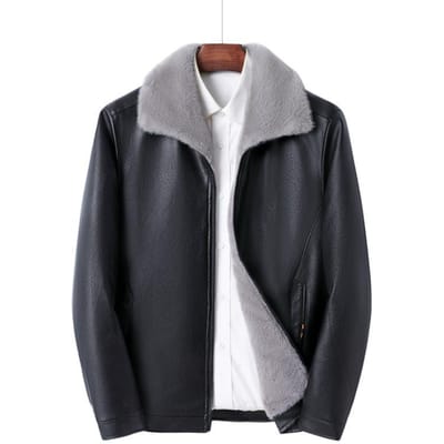 Heren Leren Jas Witte Nerts Plus Fluweel Verdikt Losse Casual Leren Jas voor Mannen 5XL