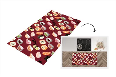 Keukenloper - Loper keuken - Patroon - Sushi - Japan - Quotes - 120x60 cm - Keukenloper vinyl