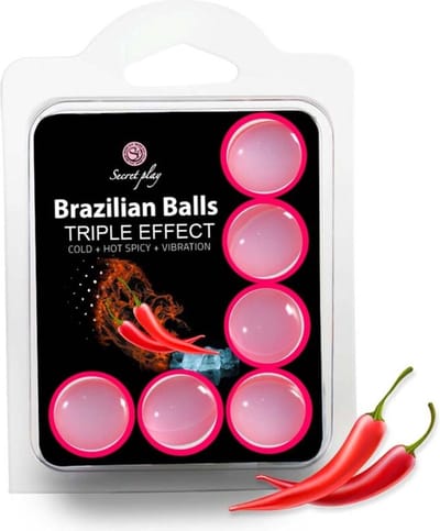 Secret Play Brazilian Balls - Massageolie - Triple Effect - 6 stuks