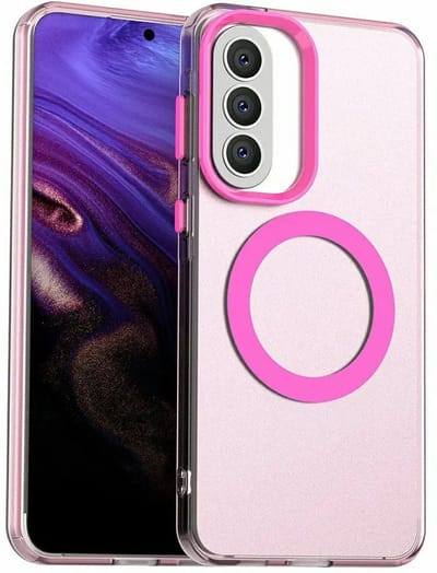 MagSafe Compatibel Backcover Hoesje Geschikt voor Samsung Galaxy A57 - Roze & Semi-Transparant Design - Stijlvol & Goede Bescherming
