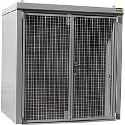 Gasflessencontainer BAUER GFC-B M2, B 1570 x D 2125 x H 2265, voor 35 gasflessen, brandwerend, afsluitbaar, grijs